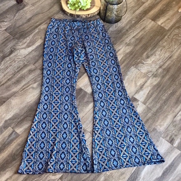 Pants - Abstract Print Super Flared Bell Bottoms